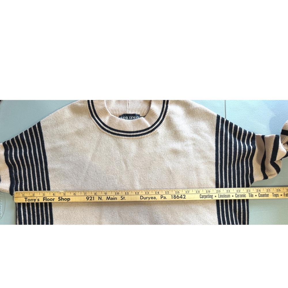 Frank Lyman Montreal Womens Beige Black Striped Knit Tunic Sweater L Lagenlook - Picture 8 of 8